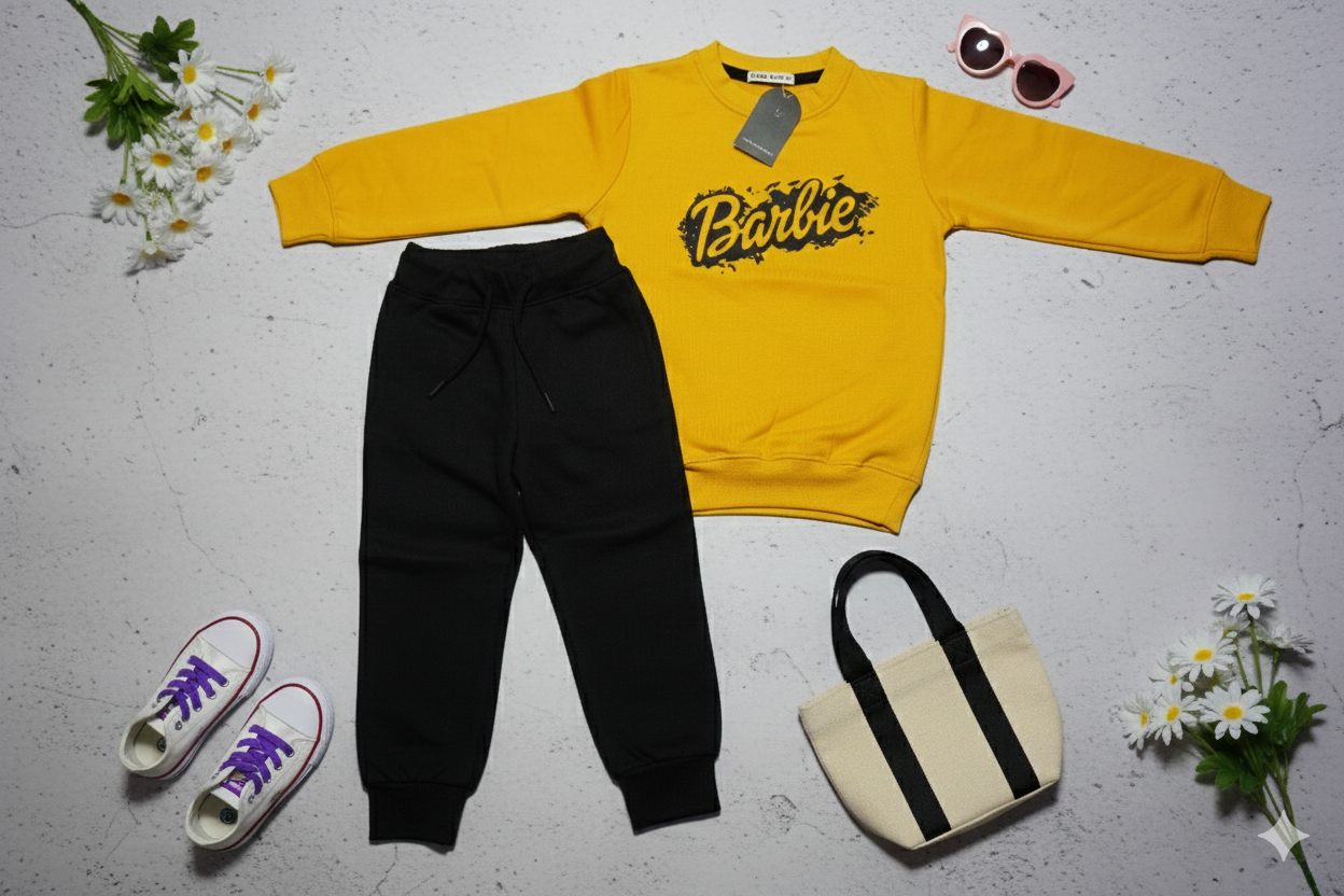 Bold Vibes Baby Girl & Boy Winter Set – Mustard & Black Outfit