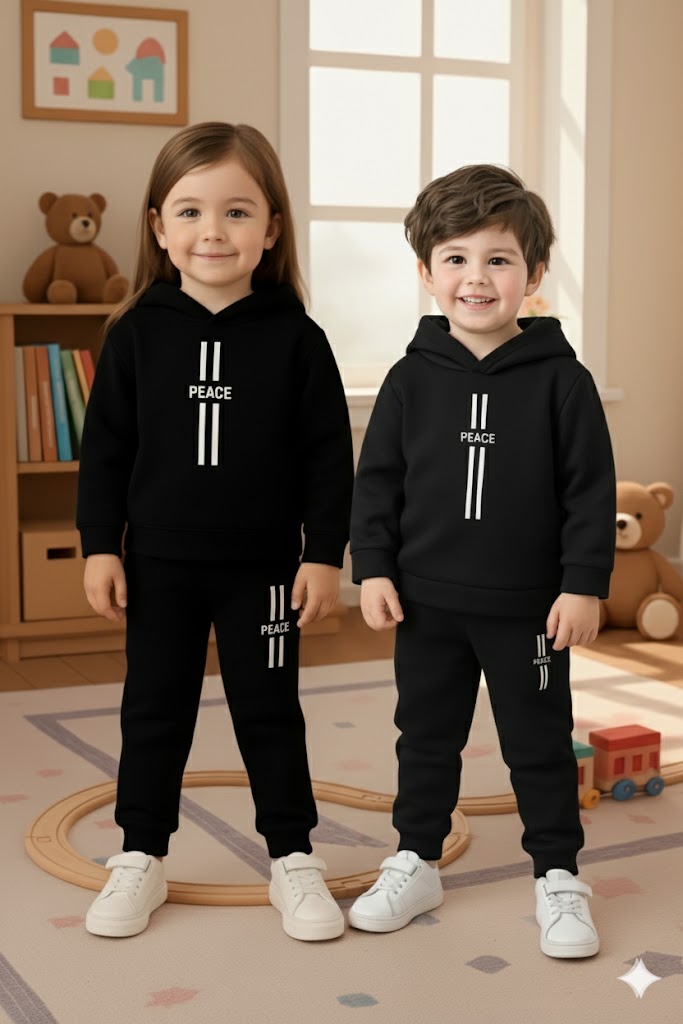 Peace Boy & Girl Hoodie Winter Set – Black Hoodie Outfit